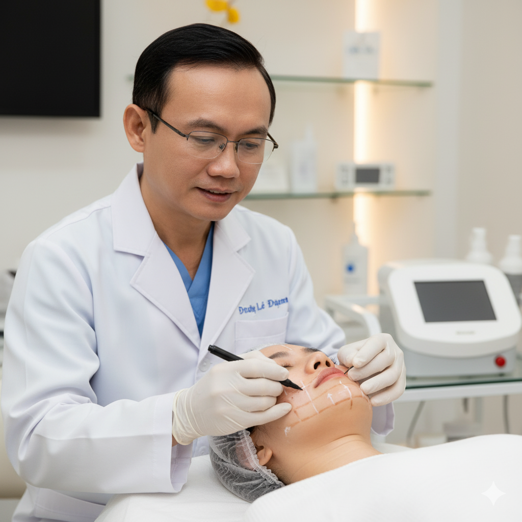 quy-trinh-hifu-chuan-y-khoa-anh-my-clinic.png Bác sĩ Trương Lê Đạo trực tiếp thăm khám và định vị vùng điều trị để đảm bảo liệu trình HIFU tại Phòng Khám Da Liễu Anh Mỹ diễn ra an toàn, chính xác.