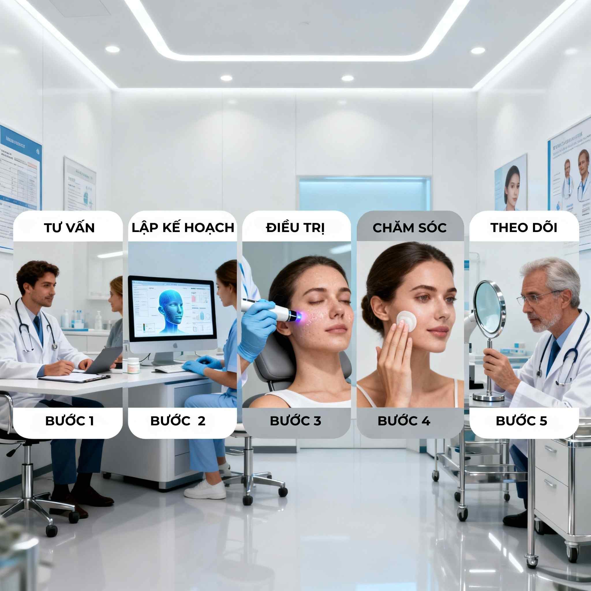 5 bước quy tr&igrave;nh trẻ h&oacute;a da c&ocirc;ng nghệ cao tại Ph&ograve;ng Kh&aacute;m Da Liễu Anh Mỹ
