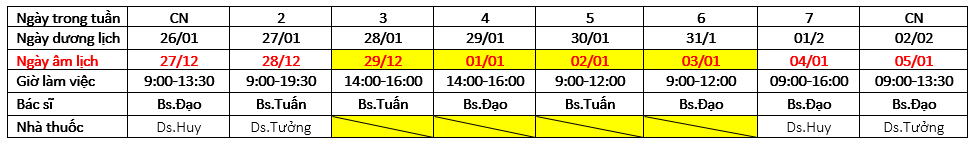 Anh Mỹ Clinic - Lịch Khám Tết