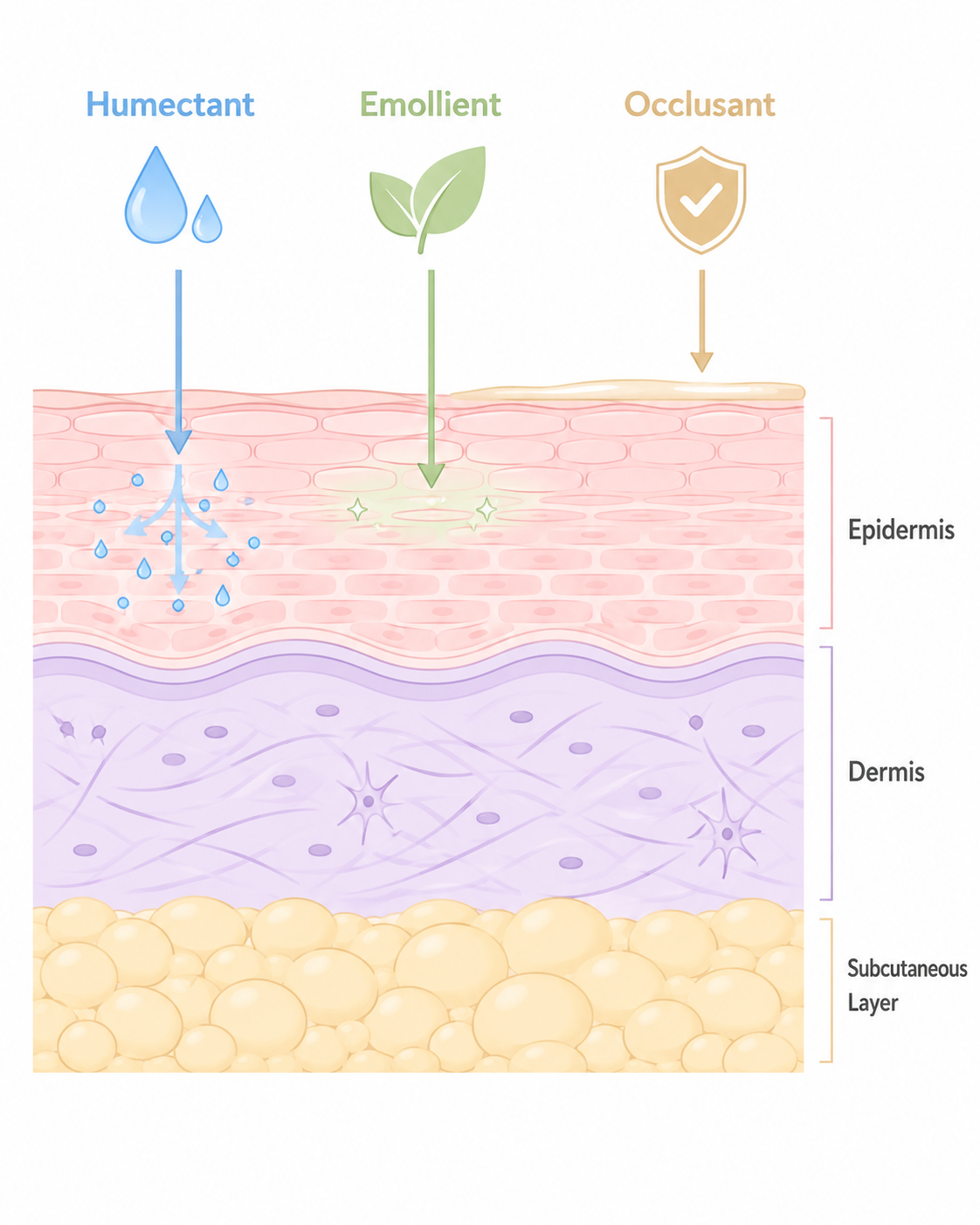 cơ chế skin flooding 3 lớp humectant emollient occlusant t&aacute;c động l&ecirc;n da