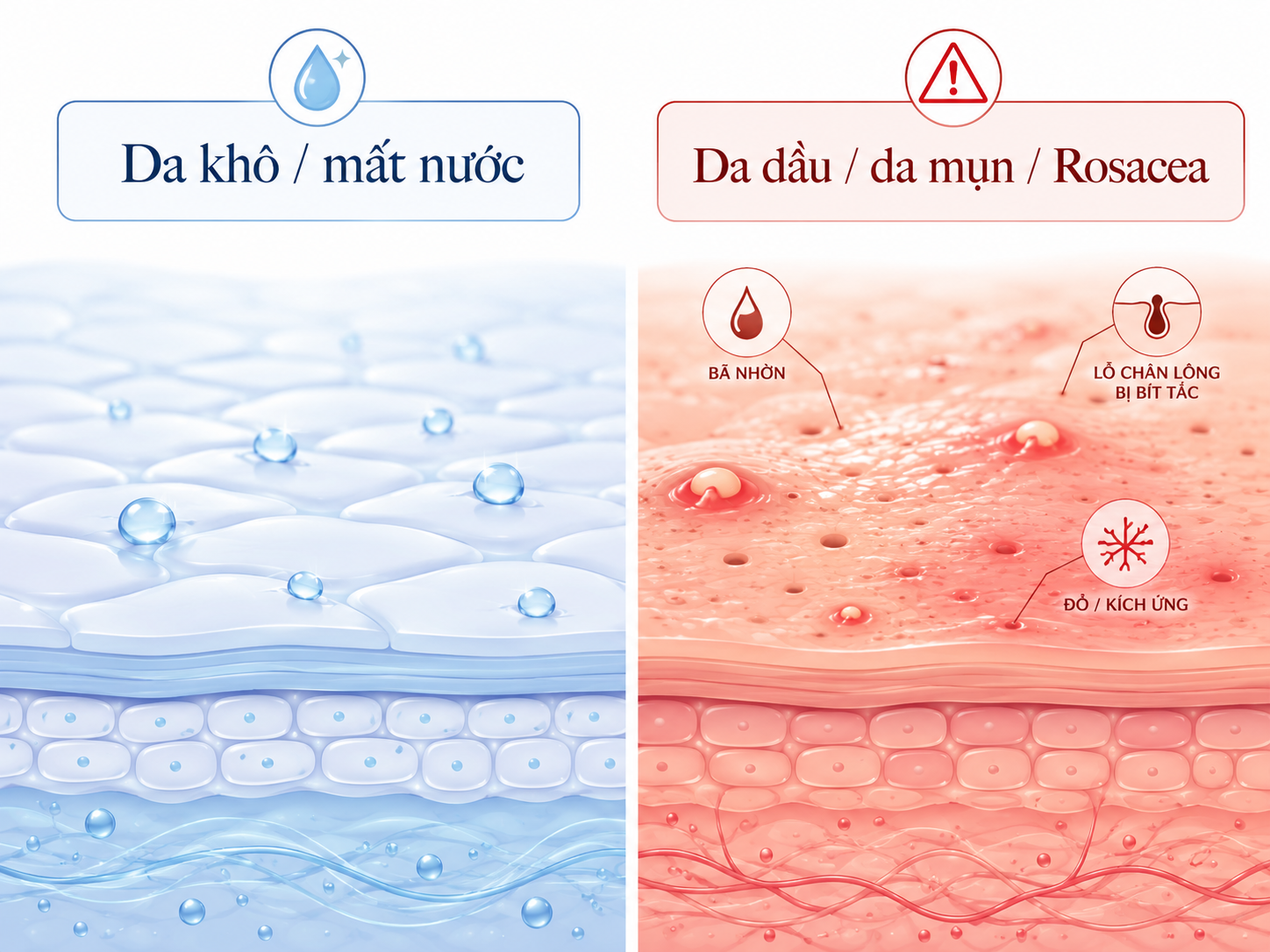 skin flooding ph&ugrave; hợp da kh&ocirc; thiếu nước - thận trọng da dầu mụn rosacea