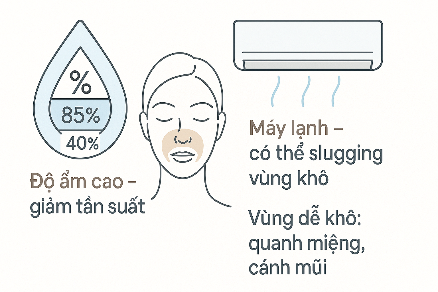 slugging-tphcm-khi-hau-nong-am.png Biểu đồ độ ẩm TP.HCM và vùng da chọn slugging.