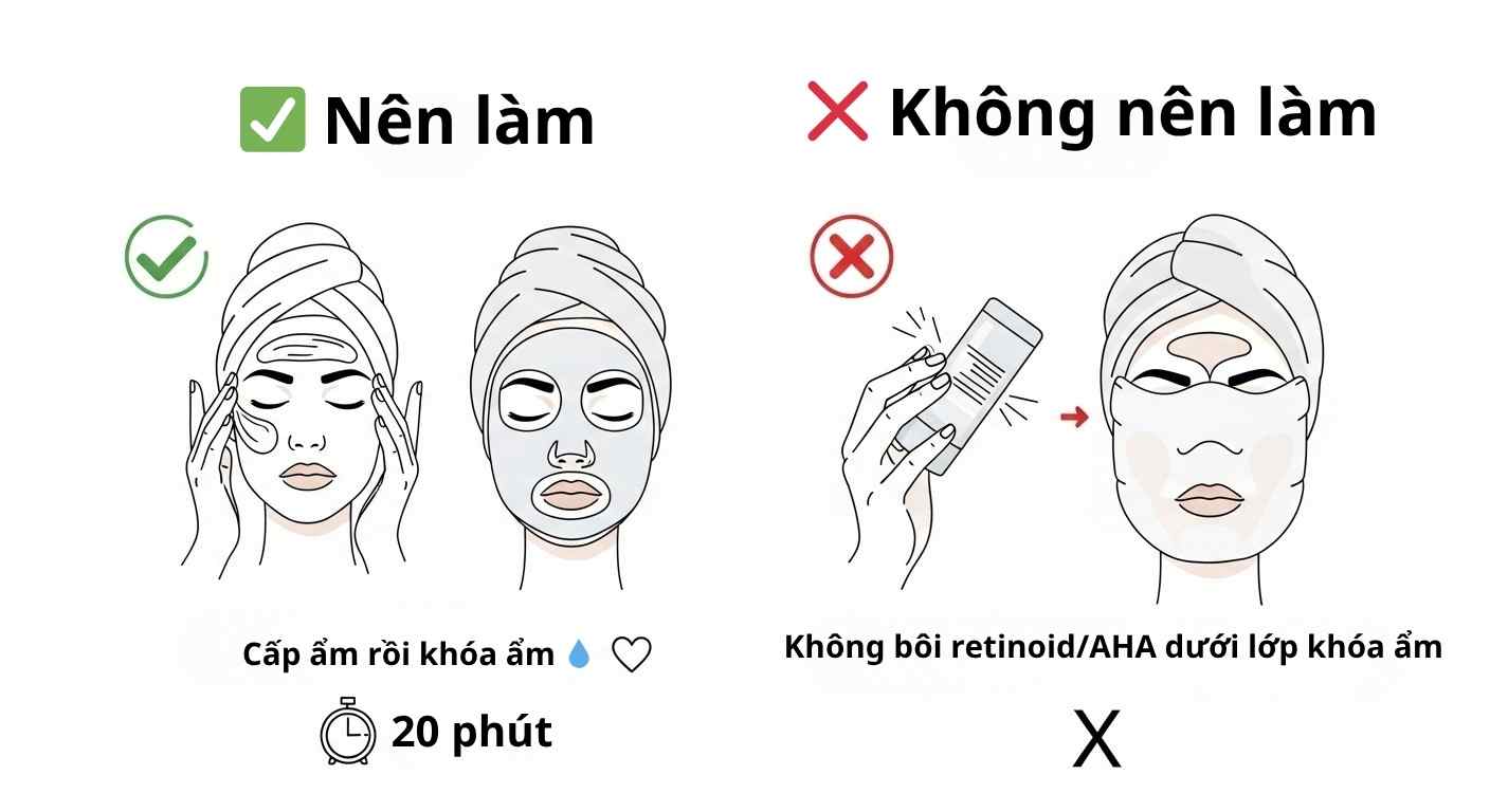slugging-va-hoat-chat-nen-tranh.jpg Bảng “nên & không nên” giữa retinoid/AHA/BHA và petrolatum.