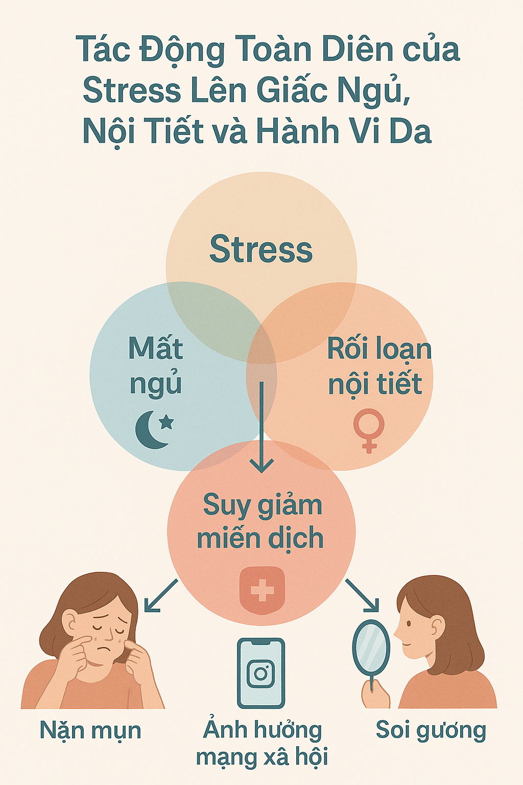 Tác động toàn diện của stress lên giấc ngủ, nội tiết và hành vi da