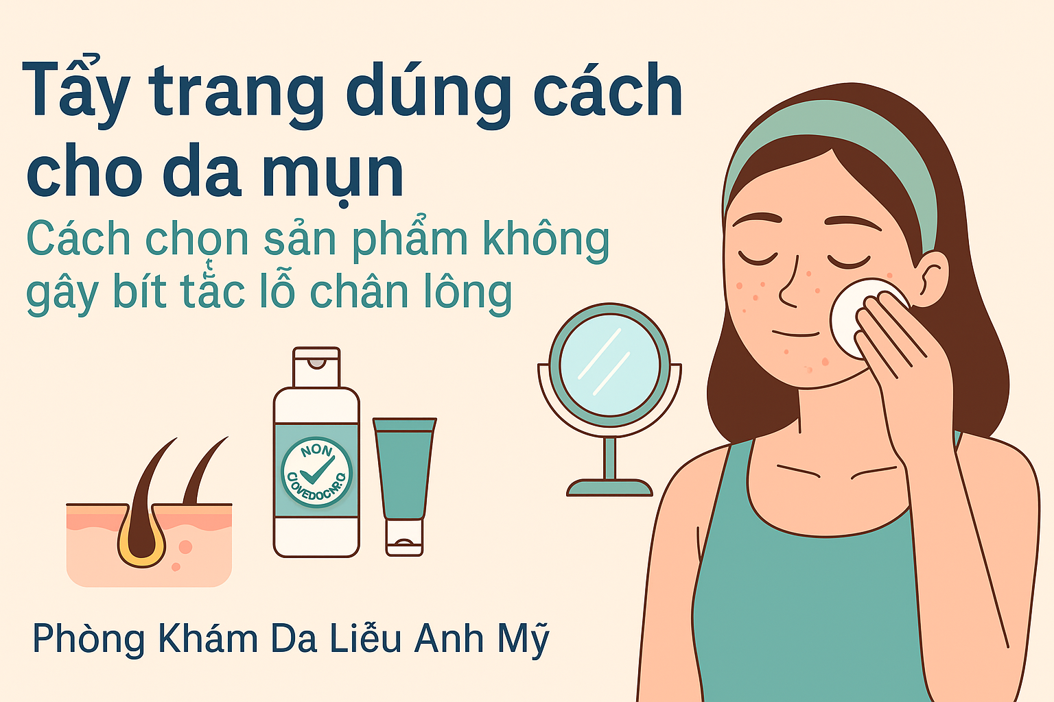 Tẩy trang đúng cách cho da mụn: Ngăn bít tắc, giảm mụn hiệu quả