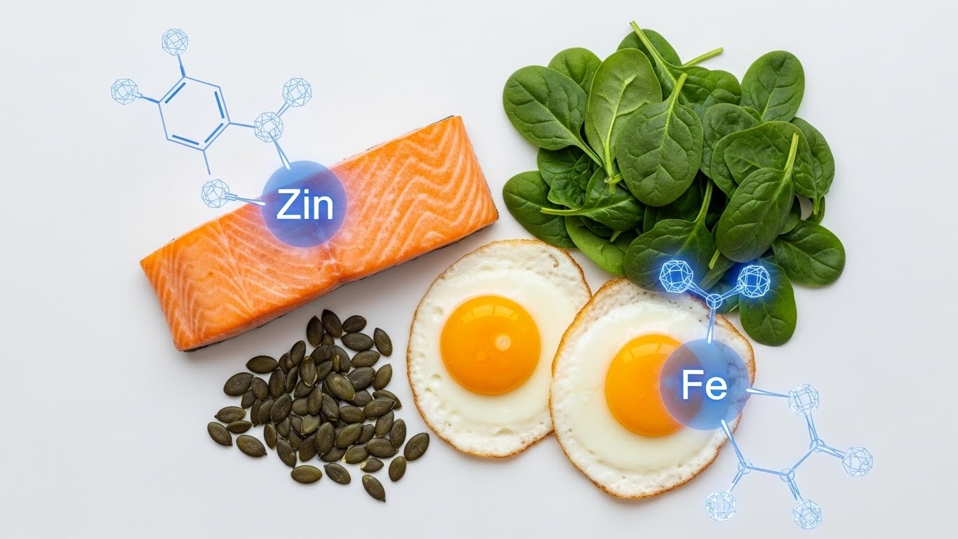 thuc-pham-giau-dinh-duong-ho-tro-moc-toc.jpeg Các loại thực phẩm giàu dinh dưỡng hỗ trợ mọc tóc như cá hồi và trứng.