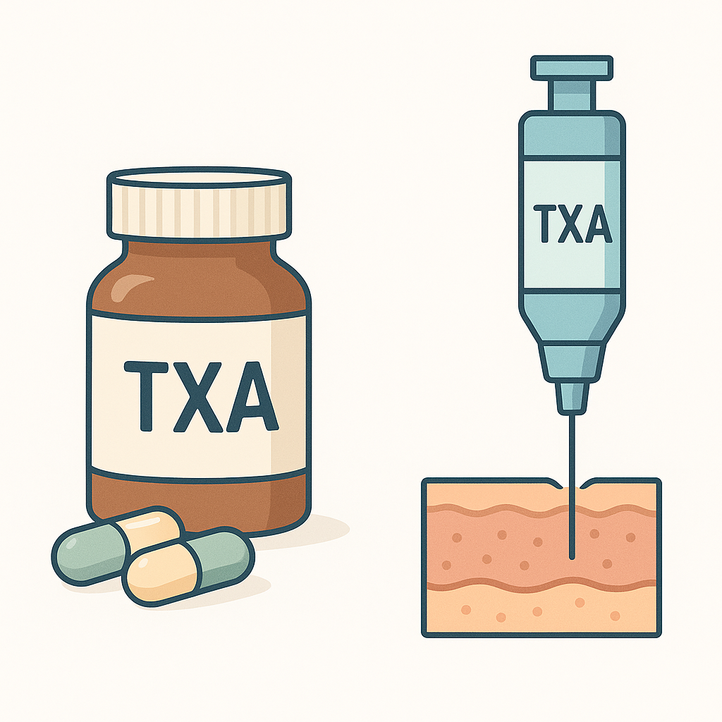 TXA (acid tranexamic) đường uống, tiêm trị nám