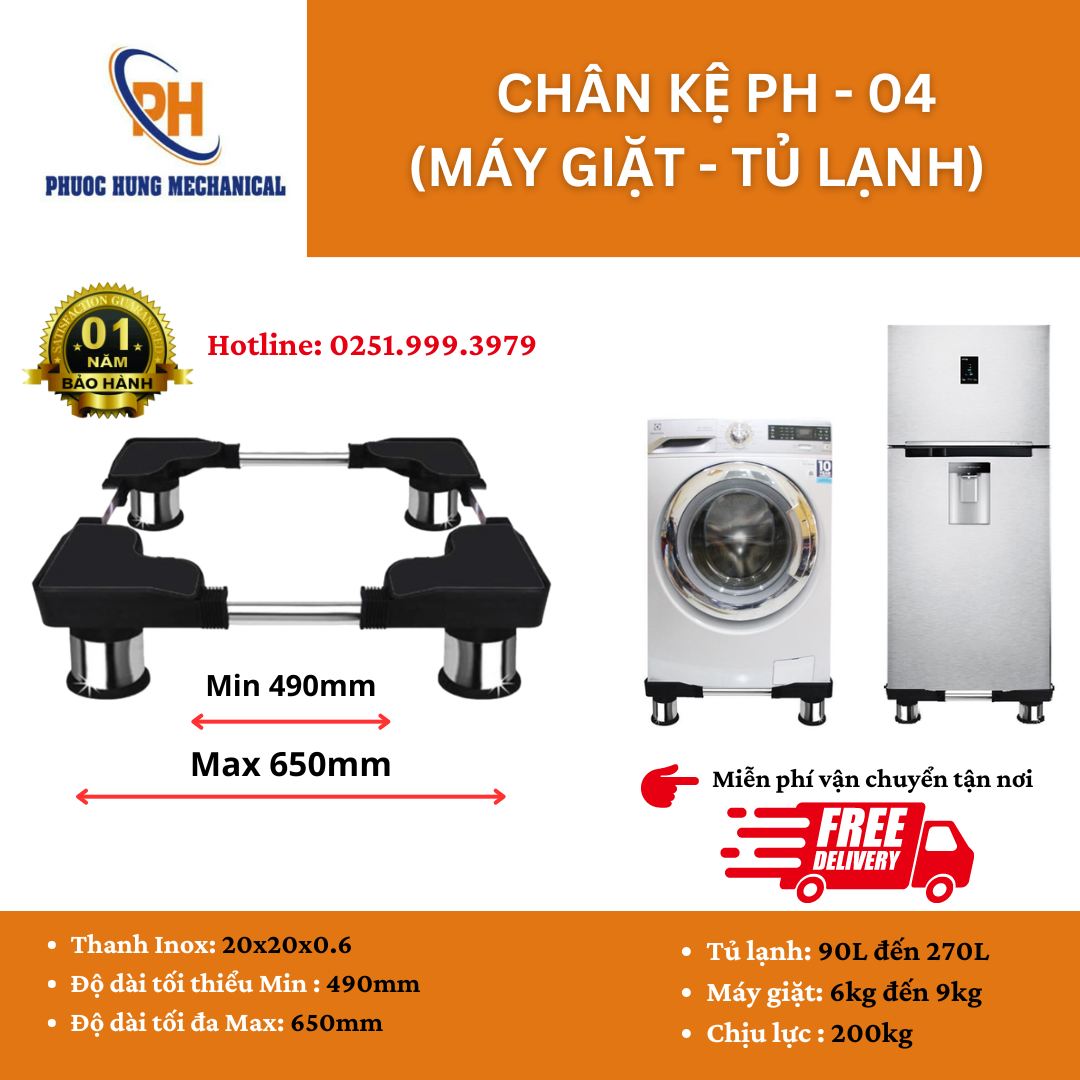  Chân Kệ Tủ Lạnh-Máy Giặt Đa Năng ( Nhỏ ) , Chất Liệu Inox 304