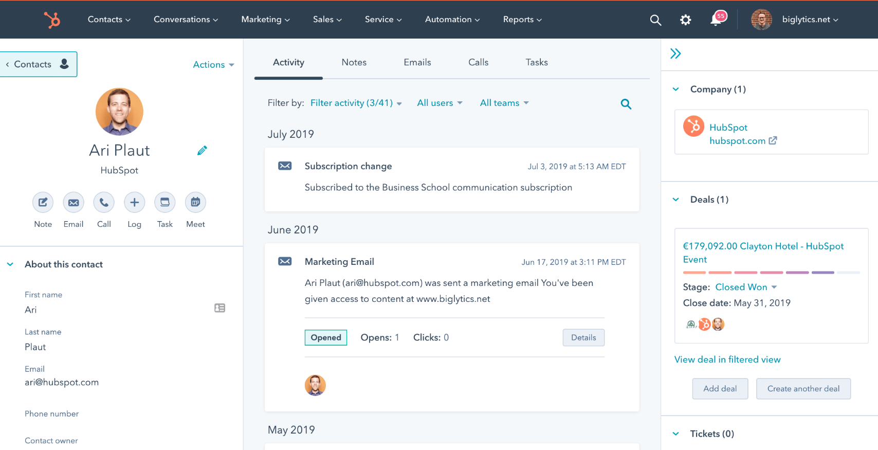 Phần mềm CRM miễn phí của Hubspot