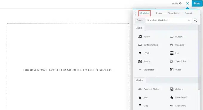 Thêm module vào trang landing page