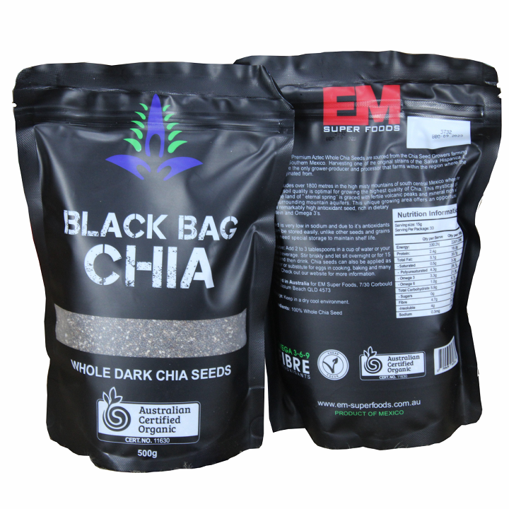 Hạt Chia đen hữu cơ chính hãng Black Chia Bag 500g nhập khẩu từ Úc