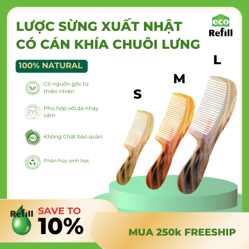 Lược sừng xuất Nhật có cán khía chuôi lưng