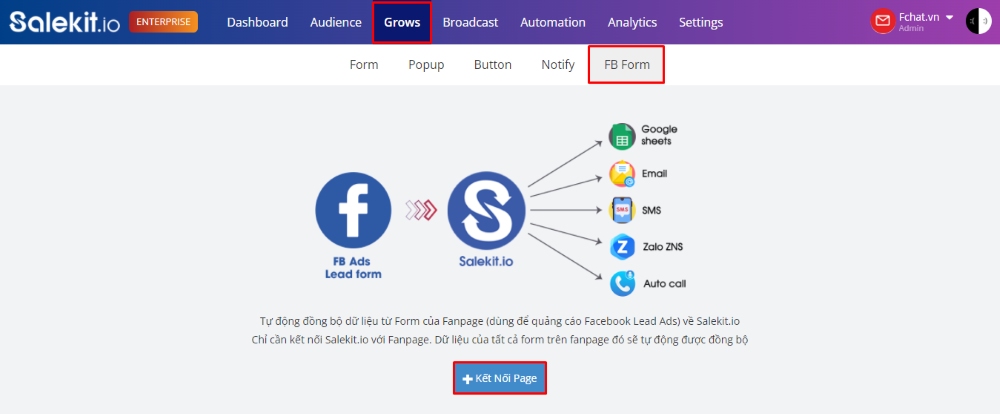 Chạy Facebook Ads thu dữ liệu khách hàng trên Salekit