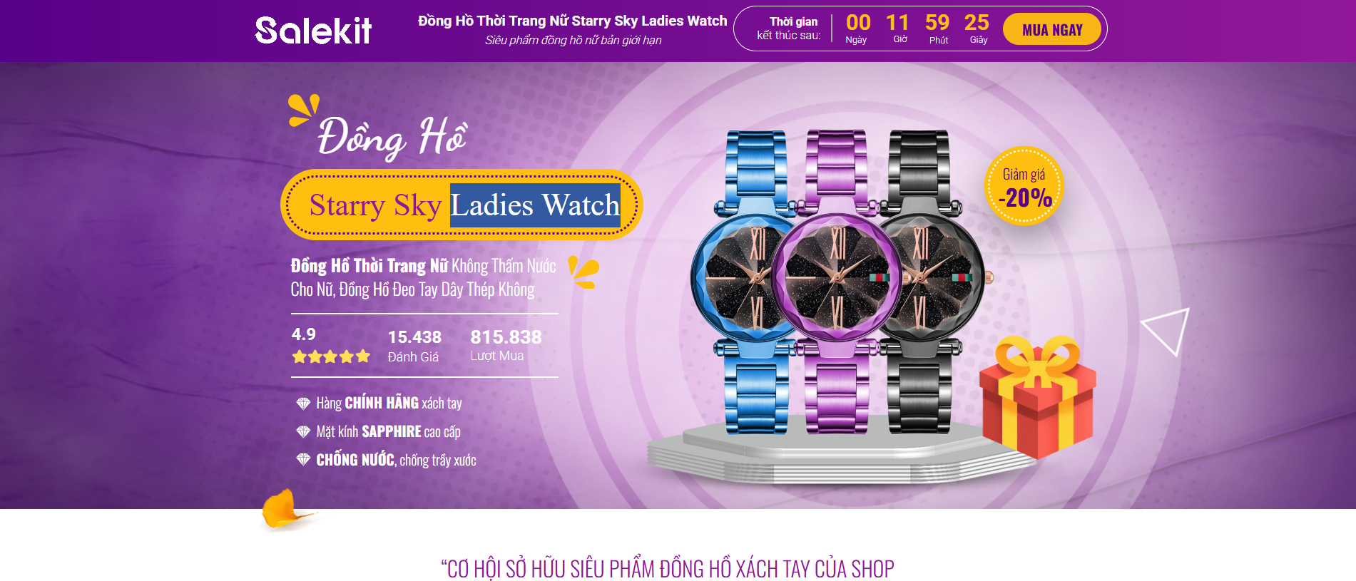 &nbsp;Mẫu Landing page đồng hồ nữ 02