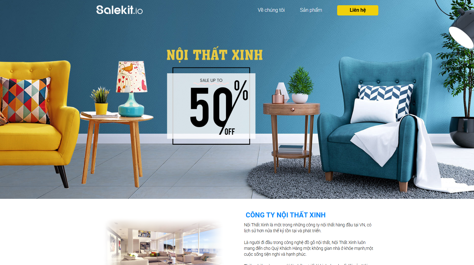 Mẫu Landing Page nội thất xinh