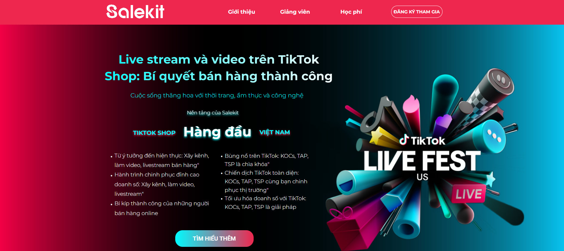 Mẫu landing page Kh&oacute;a học Tik Tok