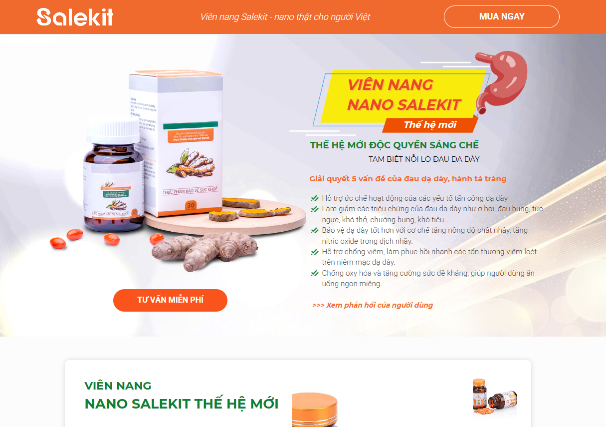 Mẫu landing page thực phẩm chức năng dạ d&agrave;y
