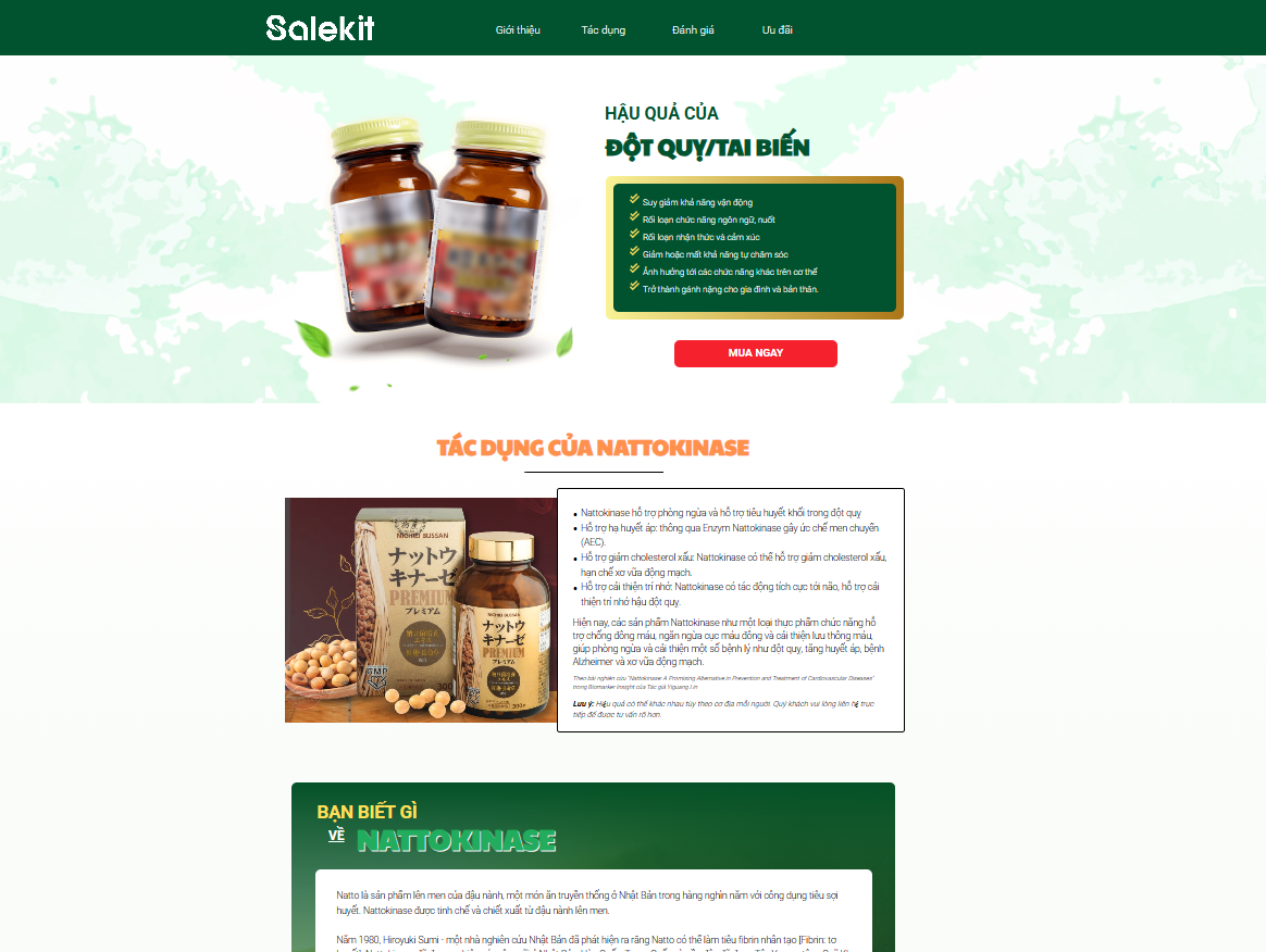 mẫu landing page thực phẩm chức năng