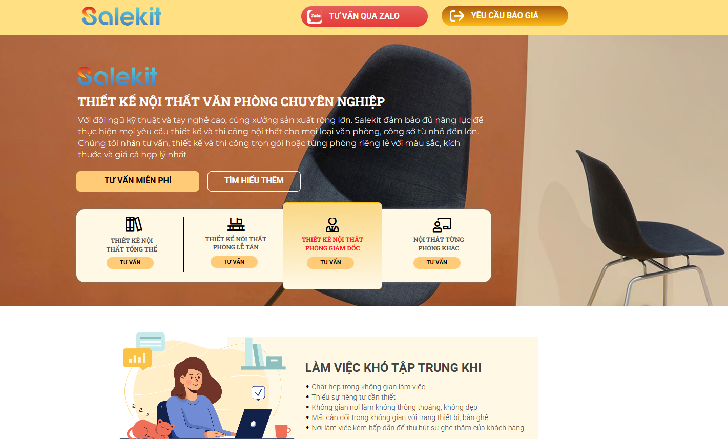 Mẫu Landing Page Thiết kế nội thất văn ph&ograve;ng&nbsp;