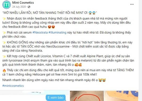 Mẫu content feedback mỹ phẩm