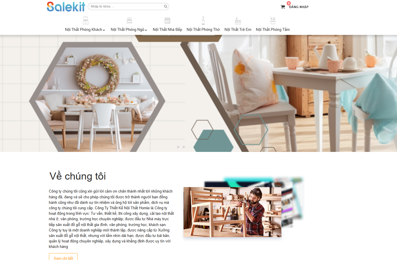 Mẫu thiết kế websiet nội thất đồ gỗ