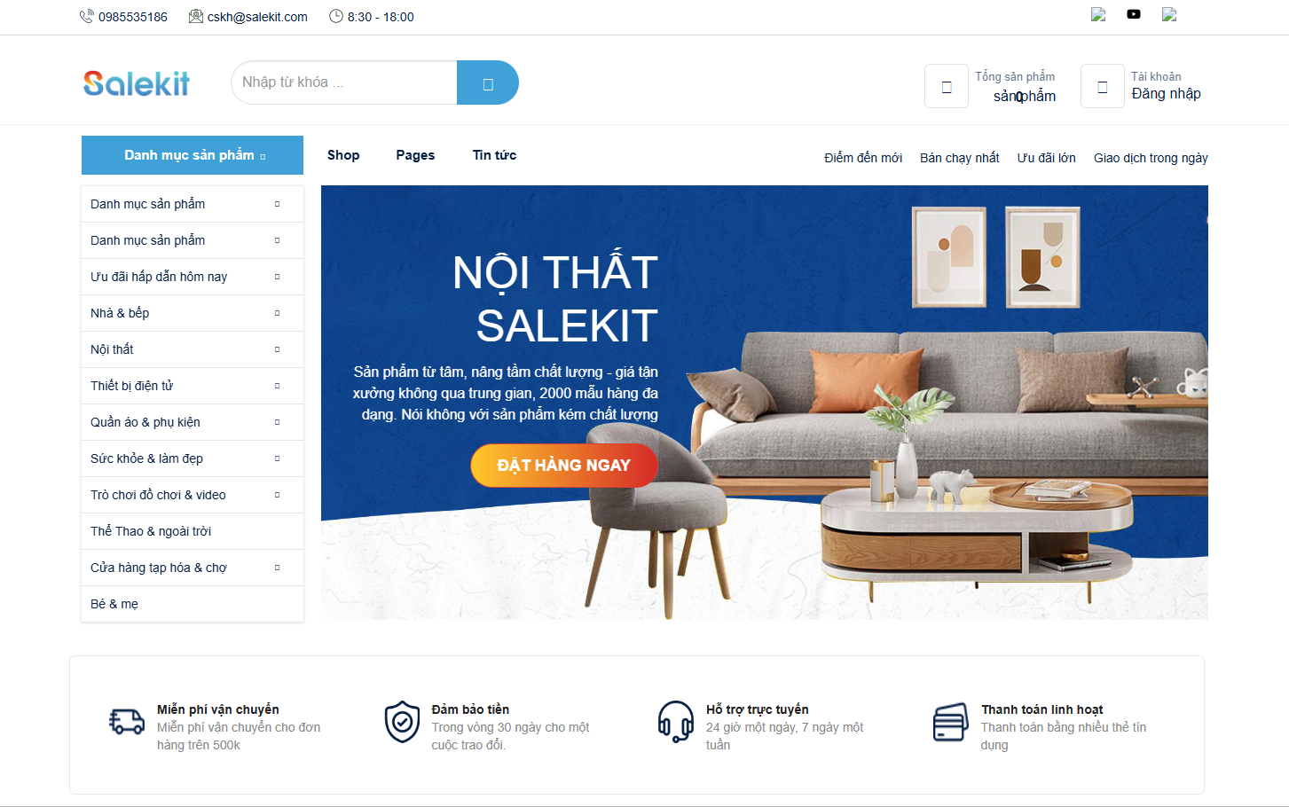 Mẫu thiết kế websiet si&ecirc;u thị nội thất 06