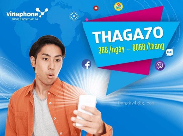 Gói cước THAGA70 Vinaphone nhận 90GB data khủng