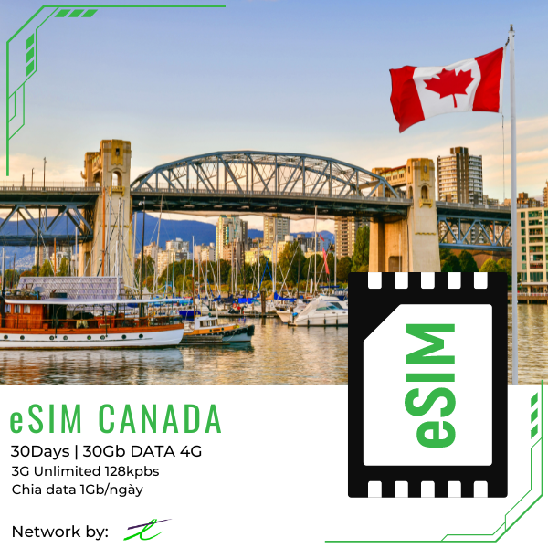  E-SIM Canada 30 ngày 30GB