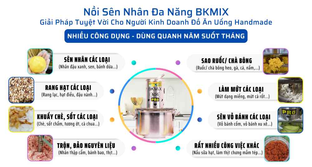 Máy sên nhân bánh trung thu BKMIX có kén bếp không