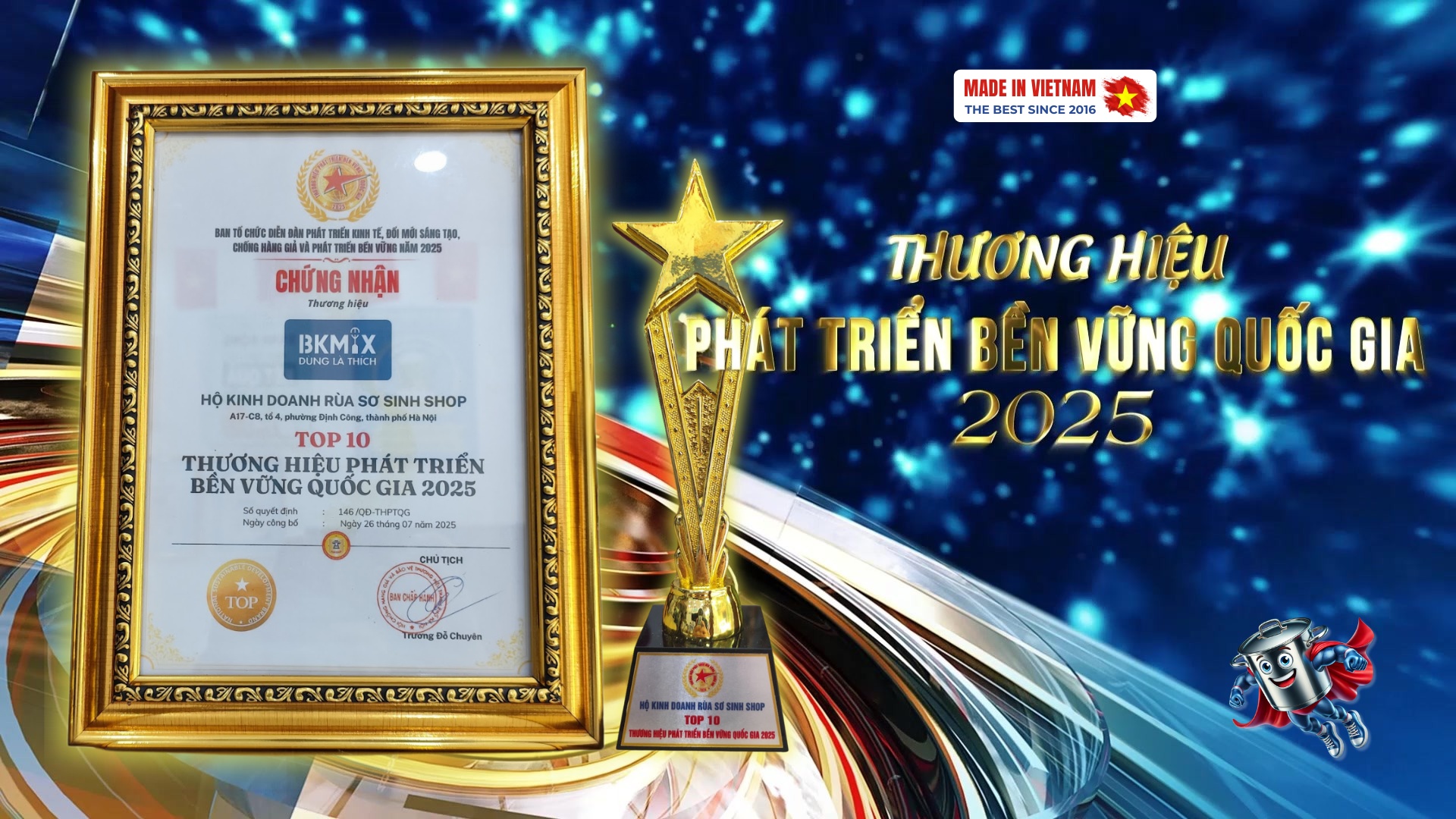BKMIX – Top 10 Thương Hiệu Phát Triển Bền Vững Quốc gia 2025.