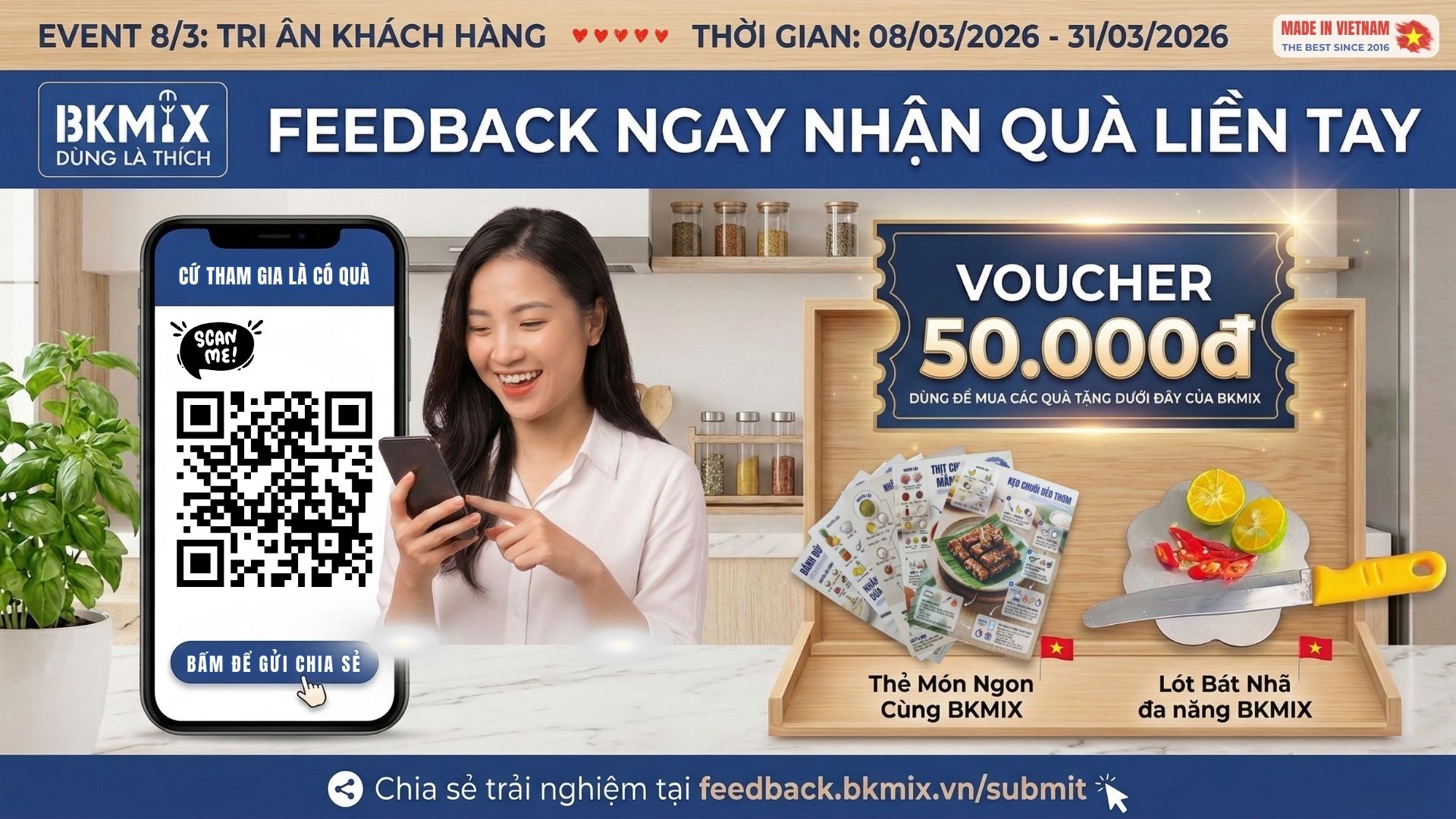 Feedback Ngay – Nhận Quà Liền Tay Cùng BKMIX Dịp 8/3/2026