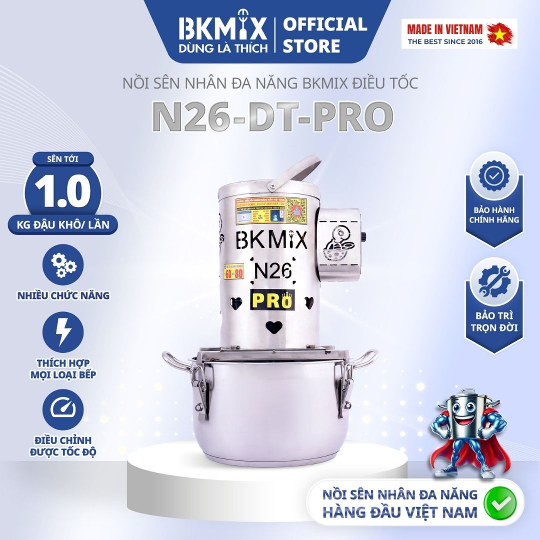 Nồi sên nhân BKMIX N26 điều tốc, 10L, sên tới 3kg nhân