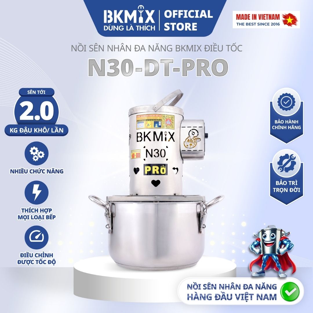 Nồi sên nhân BKMIX N30 điều tốc, 14L, sên tới 6kg nhân