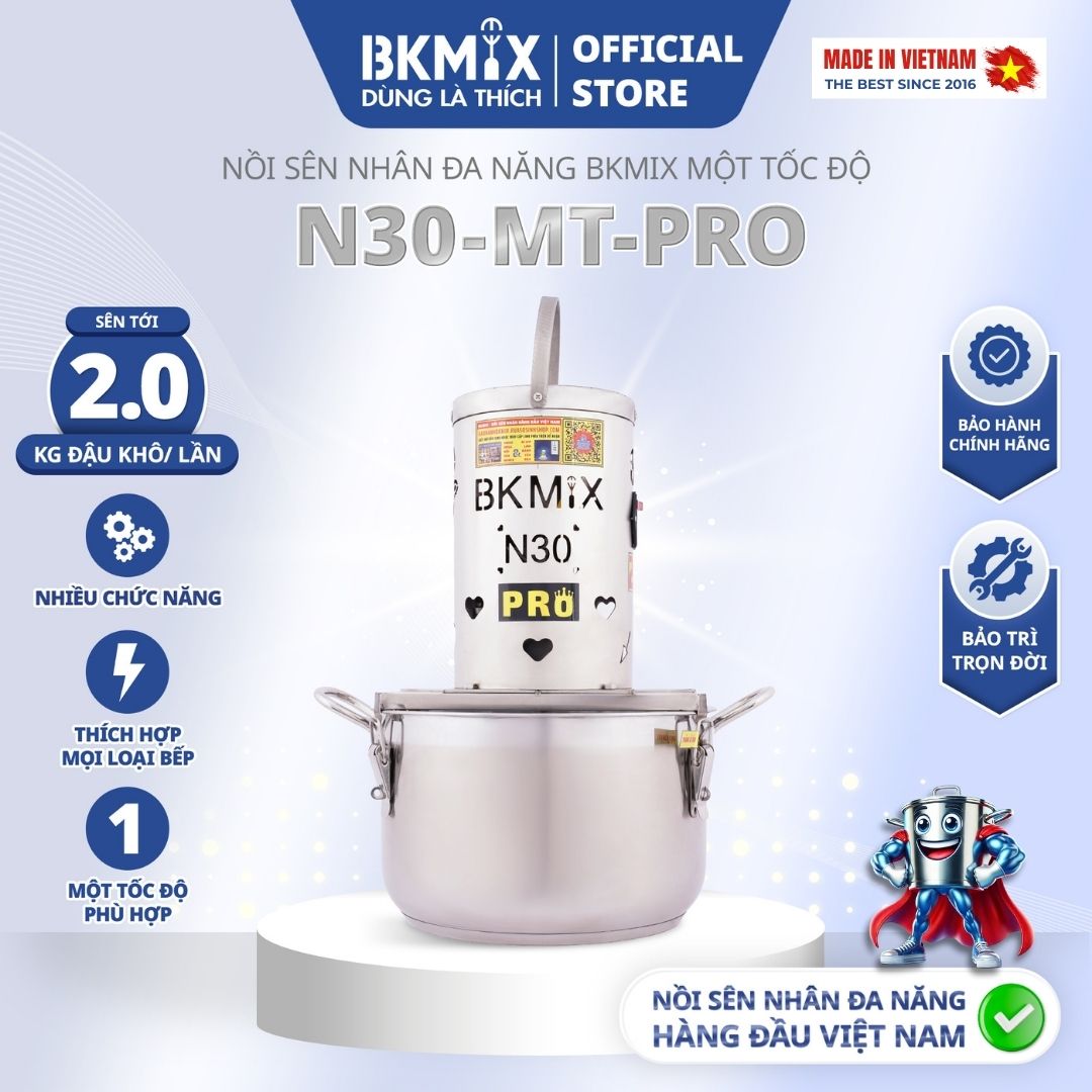 Nồi sên nhân BKMIX N30 một tốc độ, 14L, sên tới 6kg nhân