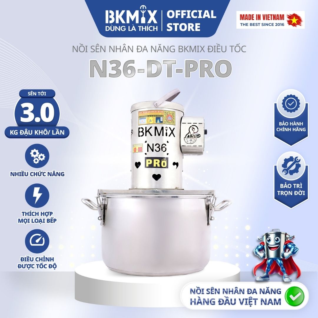 Nồi sên nhân BKMIX N36 điều tốc, 20L, sên tới 9kg nhân