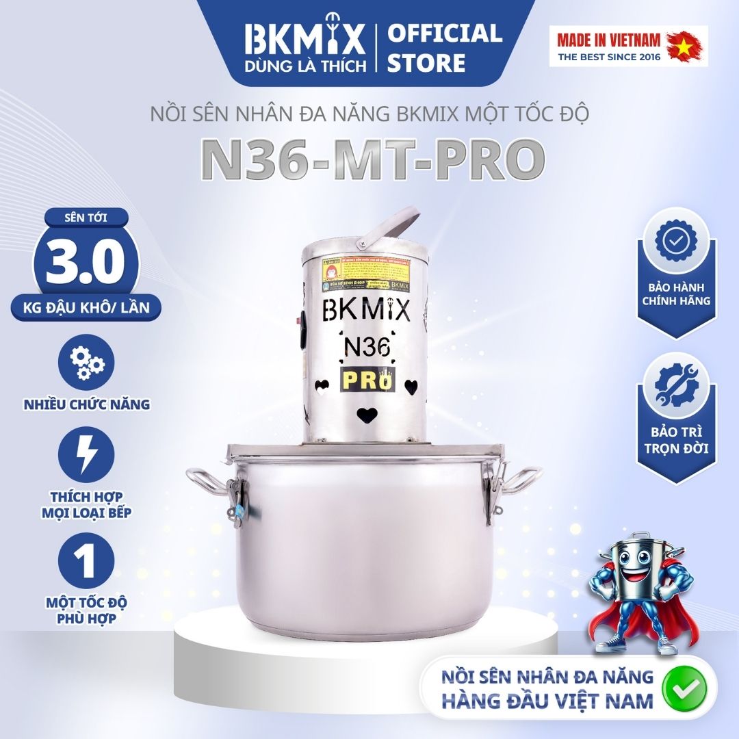 Nồi sên nhân BKMIX N36 một tốc độ, 20L, sên tới 9kg nhân