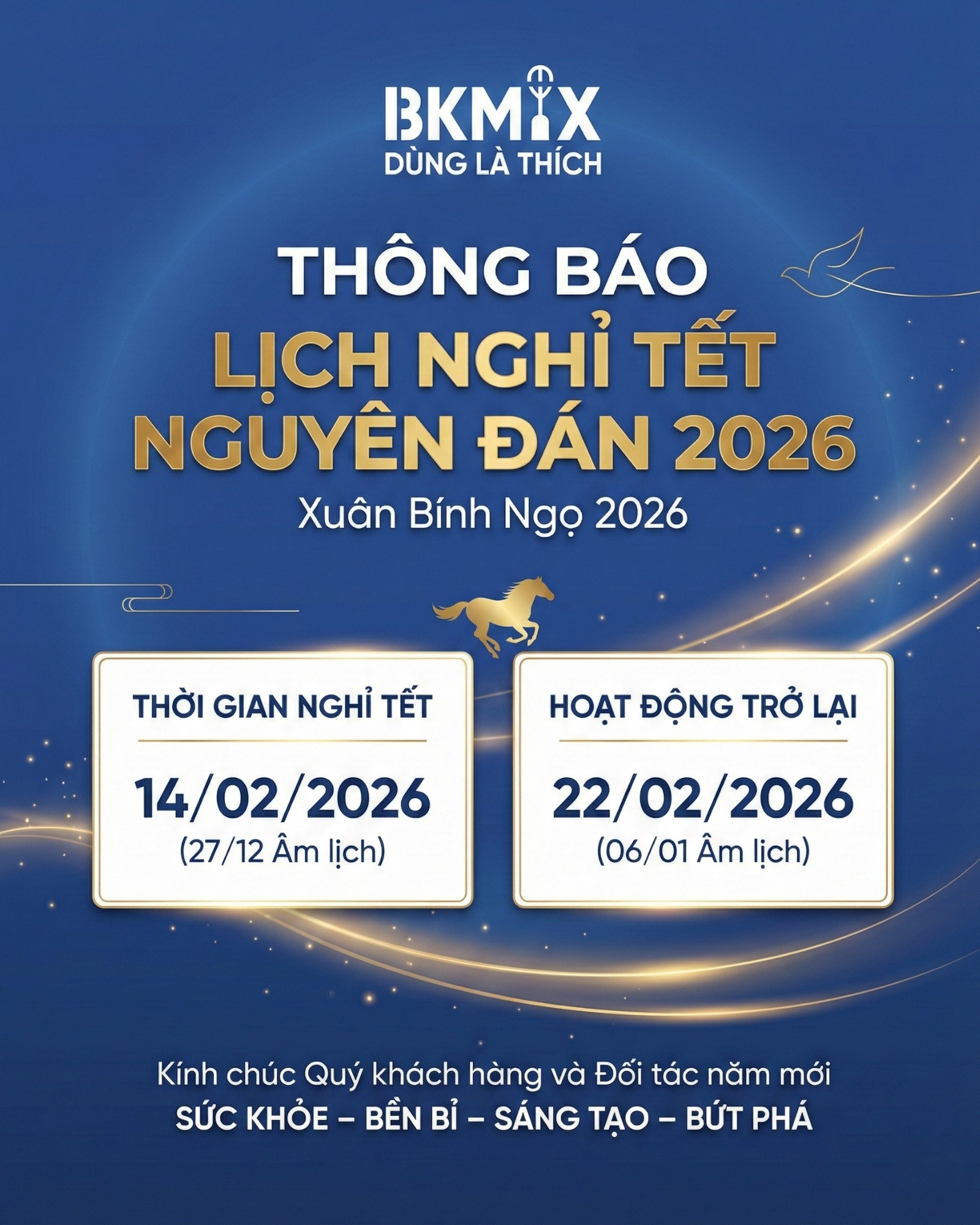 BKMIX thông báo lịch nghỉ Tết Nguyên Đán Xuân Bính Ngọ 2026 BKMIX thông báo lịch nghỉ Tết Nguyên Đán Xuân Bính Ngọ 2026