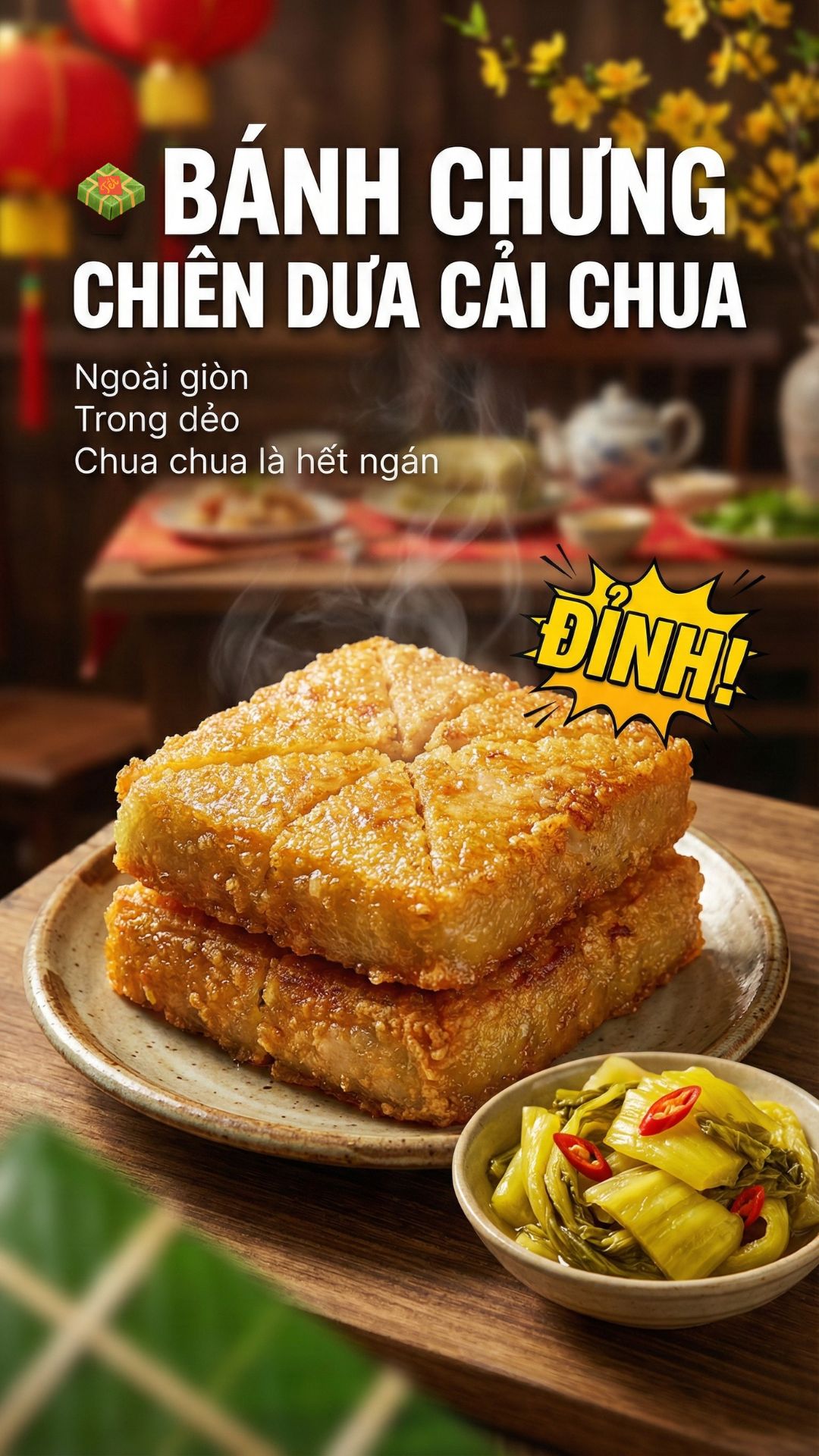 Bánh chưng chiên ăn cùng dưa cải chua – Biến tấu đầy bất ngờ Bánh chưng chiên ăn cùng dưa cải chua – Biến tấu đầy bất ngờ